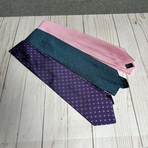 Lot Of 3 Brooks Brothers Makers/Basic Ties Logo Print Assorted Striped
